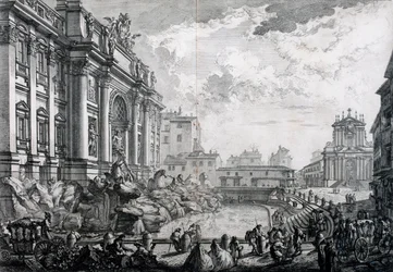 Veduta laterale della Fontana di Trevi, già Acqua Vergine, da Vedute di Roma (Vedute di Roma)